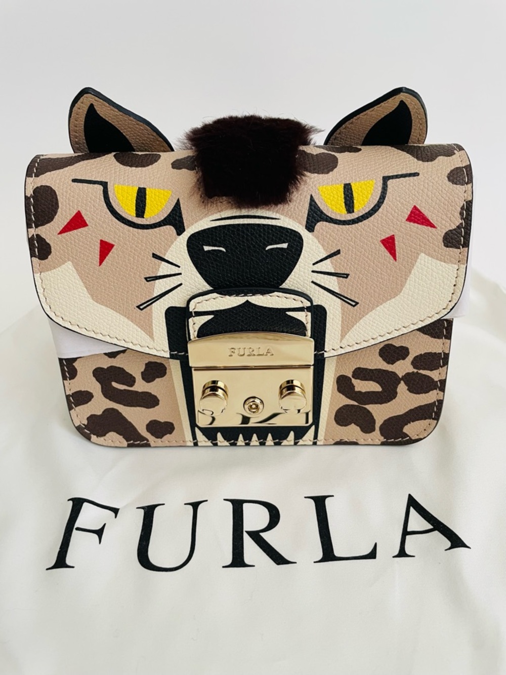FURLA Metropolis Jungle Collection Small Cross Body Leopard Shoulder Bag